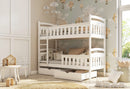 Wooden Bunk Bed Harry with Storage in White Matt With Foam Mattress