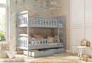 Wooden Bunk Bed Harry with Storage in Grey Matt Without Mattress