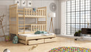 Wooden Bunk Bed Klara with Trundle and Storage in Pine With Foam/Bonnell Mattress