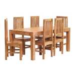 Toko Light Mango 6 FT Dining Set with Wooden Chairs