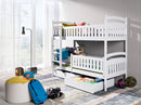 Wooden Bunk Bed Ignas with Storage in White Matt With Foam Mattress