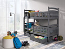 Wooden Bunk Bed Ignas with Storage in Graphite With Foam Mattress