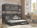 Wooden Bunk Bed Emily with Trundle and Storage in Graphite Without Mattress