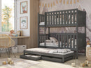 Wooden Bunk Bed Emily with Trundle and Storage in Graphite Without Mattress