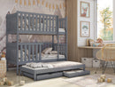 Wooden Bunk Bed Emily with Trundle and Storage in Grey Matt Without Mattress