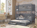 Wooden Bunk Bed Emily with Trundle and Storage in Grey Matt Without Mattress