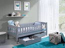 Wooden Single Bed Gucio with Storage in Grey Matt With Faom/Bonnell Mattress