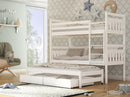 Wooden Bunk Bed Seweryn with Trundle and Storage in White Matt With Foam/Bonnell Mattress