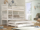 Wooden Bunk Bed Seweryn with Trundle and Storage in White Matt With Foam/Bonnell Mattress