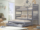 Wooden Bunk Bed Seweryn with Trundle and Storage in Grey Matt With Foam/Bonnell Mattress