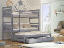 Wooden Bunk Bed Seweryn with Trundle and Storage in Grey Matt With Foam/Bonnell Mattress