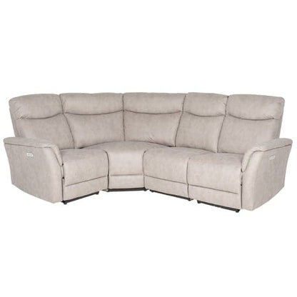 Maritime Electric Recliner Fabric Corner Sofa In Taupe