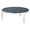 Markeb Smoky Grey Glass Coffee Table With Silver Steel Frame