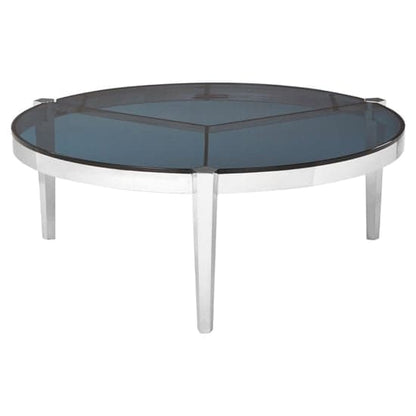 Markeb Smoky Grey Glass Coffee Table With Silver Steel Frame