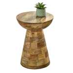 Solid Wood Round Side Table Mushroom Style, elegant and Versatile