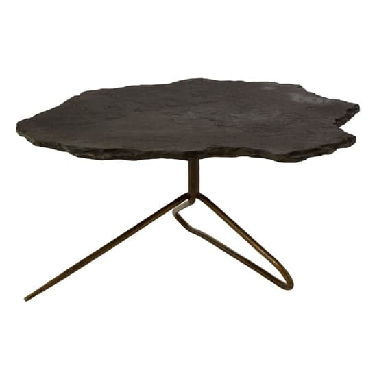 Menkent Black Stone Top Coffee Table With Antique Brass Legs