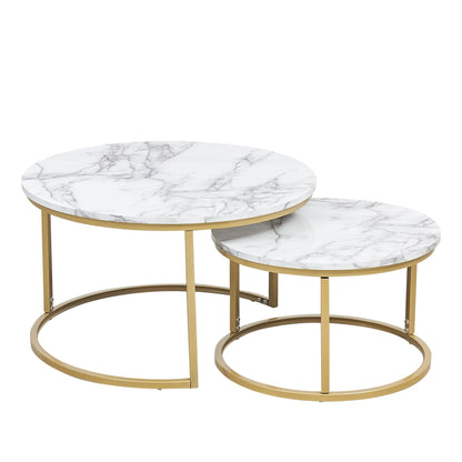 White Art Deco Marble MDF Nesting coffee table