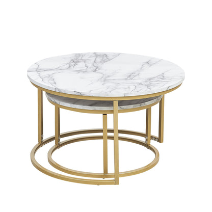 White Art Deco Marble MDF Nesting coffee table