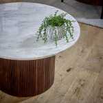 Opal Mango Wood Coffee Table With Marble Top