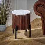 Opal Mango Wood Side Table With Marble Top & Metal Legs