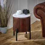 Opal Mango Wood Side Table With Marble Top & Metal Legs