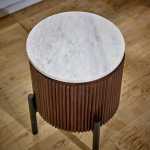 Opal Mango Wood Side Table With Marble Top & Metal Legs