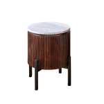 Opal Mango Wood Side Table With Marble Top & Metal Legs