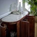 Opal Solid Wood Sideboard/Drinks Cabinet With Marble Top & Metal Legs