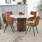 Opal Mango Wood Dining Table Round With Marble Top