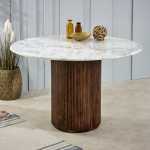 Opal Mango Wood Dining Table Round With Marble Top