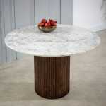 Opal Mango Wood Dining Table Round With Marble Top