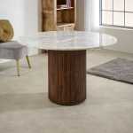 Opal Mango Wood Dining Table Round With Marble Top