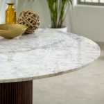 Opal Mango Wood Dining Table Round With Marble Top