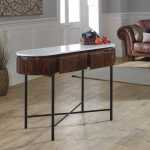 Opal Mango Wood Console Table With Marble Top And Metal Legs