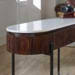 Opal Mango Wood Console Table With Marble Top And Metal Legs