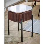 Opal Mango Wood Bedside Table With Marble Top & Metal Legs