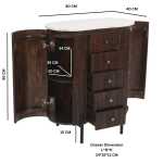 Opal Mango Wood Wide Chest Of Drawers with Marble Top & Metal Legs