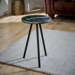 Opal Side Table With Black Marble Top & Metal Legs