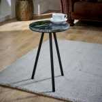 Opal Side Table With Black Marble Top & Metal Legs