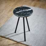 Opal Side Table With Black Marble Top & Metal Legs