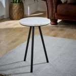 Opal Side Table With White Marble Top & Metal Legs