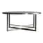 Nectar Round Grey Marble Coffee Table With Silver Metal Frame