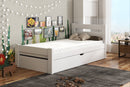 Wooden Single Bed Nela with Storage in White Matt Without Mattress