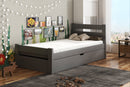 Wooden Single Bed Nela with Storage in Graphite With Foam/Bonnell Mattress