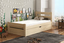 Wooden Single Bed Nela with Storage in Pine With Foam/Bonnell Mattress