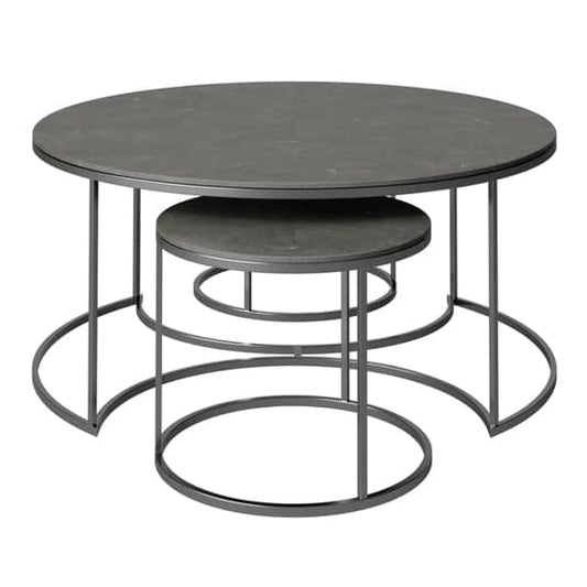 Ohrid Ceramic Set Of 3 Coffee Tables In Matt Grey