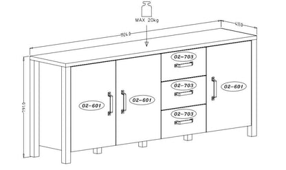 Olin 47 Sideboard Cabinet in Appenzeller Fichte Oak