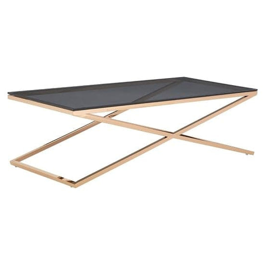 Orson Smoked Glass Top Coffee Table With Gold Steel Frame