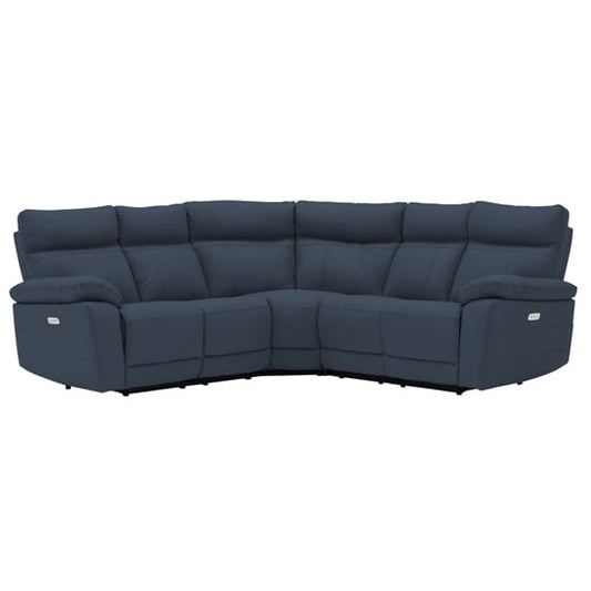 Posit Electric Recliner Leather Corner Sofa In Indigo Blue