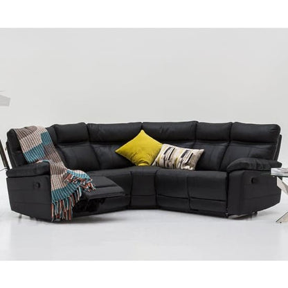 Posit Recliner Leather Corner Sofa In Black